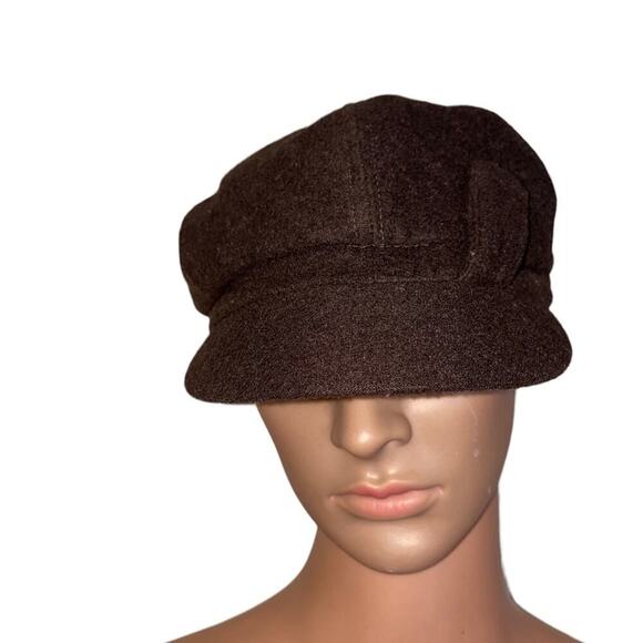 Women's hat chocolate brown wool news boy hat conductor golf Paris winter NYC - Picture 3 of 10